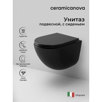 Подвесной унитаз Ceramicanova Vogue, CN4008TMB, Торнадо, безободковый, крышка-сиденье микролифт, черный матовый, сантехфарфор