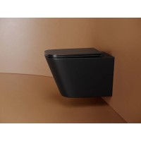 Подвесной унитаз Ceramicanova Union CN4009TMB, безободковый, смыв торнадо, крышка-сиденье микролифт, черный матовый, сантехфарфор