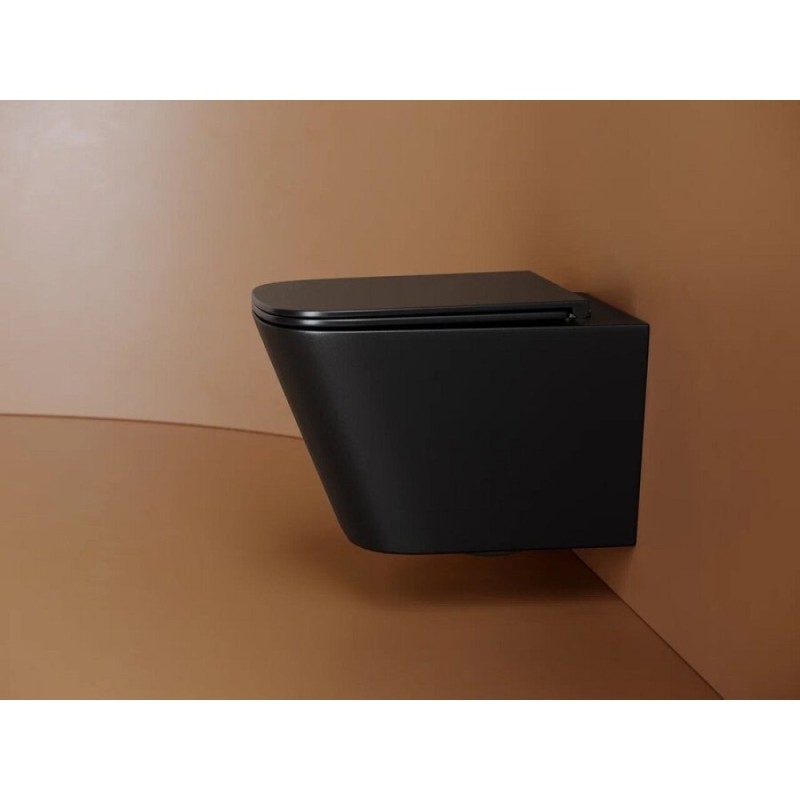 Подвесной унитаз Ceramicanova Union CN4009TMB, безободковый, смыв торнадо, крышка-сиденье микролифт, черный матовый, сантехфарфор