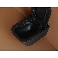Подвесной унитаз Ceramicanova Union CN4009TMB, безободковый, смыв торнадо, крышка-сиденье микролифт, черный матовый, сантехфарфор