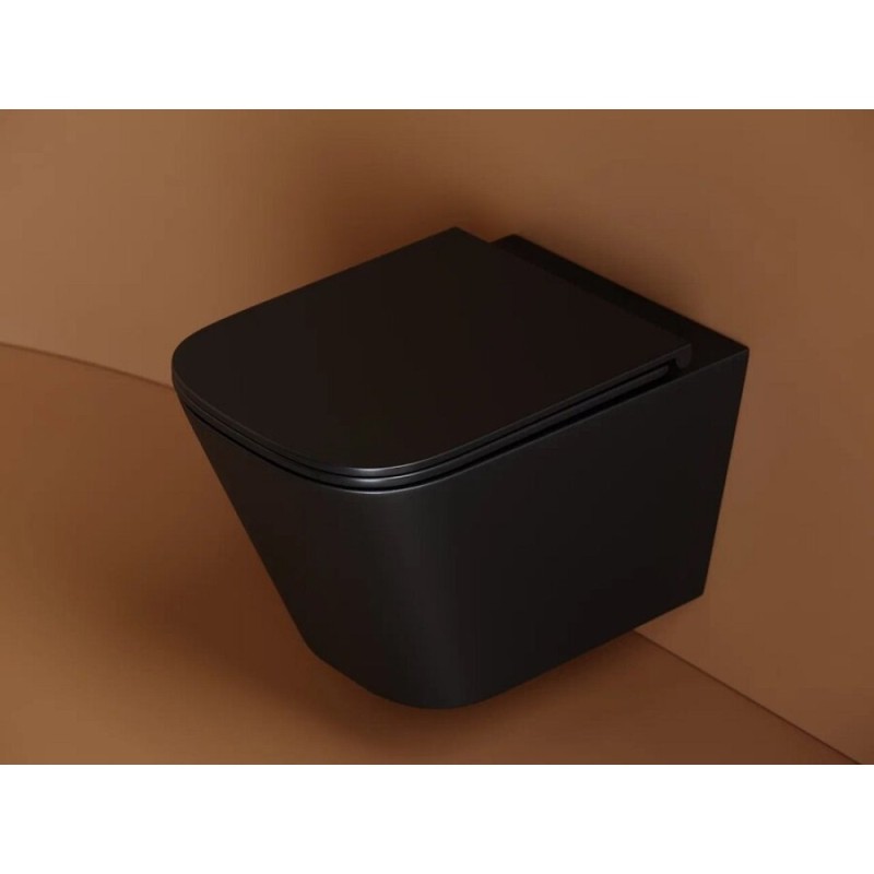 Подвесной унитаз Ceramicanova Union CN4009TMB, безободковый, смыв торнадо, крышка-сиденье микролифт, черный матовый, сантехфарфор