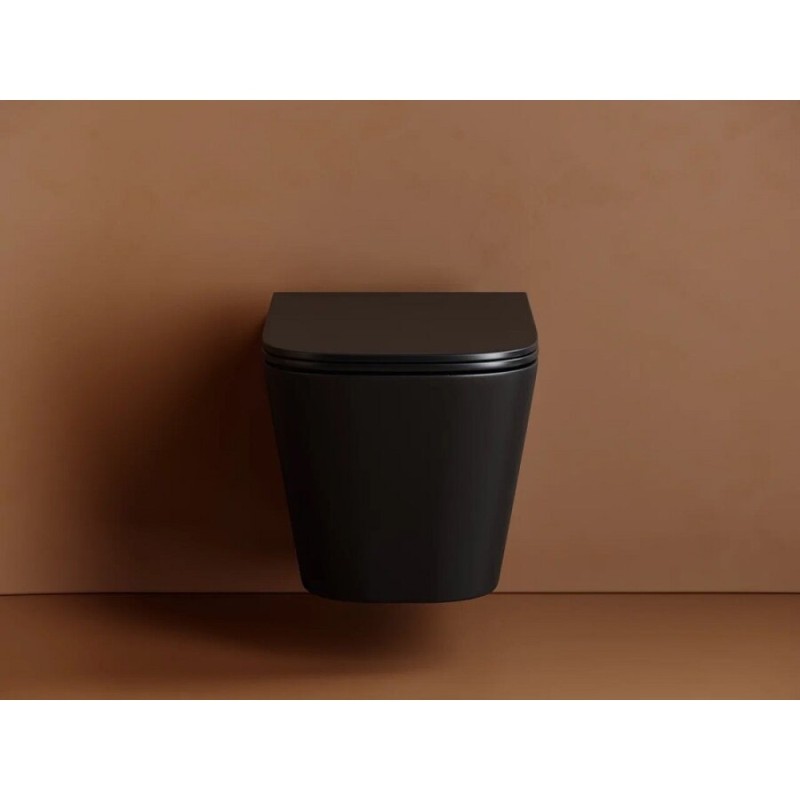 Подвесной унитаз Ceramicanova Union CN4009TMB, безободковый, смыв торнадо, крышка-сиденье микролифт, черный матовый, сантехфарфор