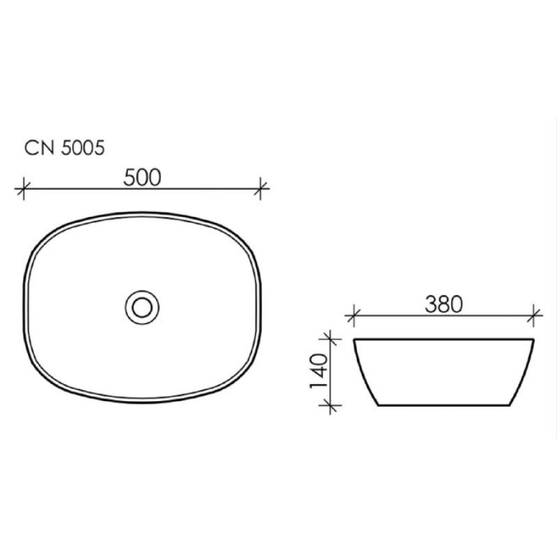 Раковина Ceramicanova Element CN5005, 50 x 38 x 14 см, накладная, белая, сантехфарфор