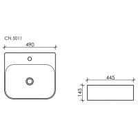 Раковина Ceramicanova Element CN5011 49 x 44.5 x 14.5 см, накладная, прямоугольная, с переливом, сантехфарфор