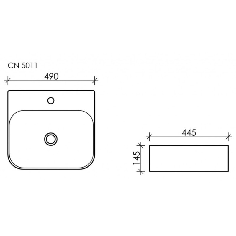 Раковина Ceramicanova Element CN5011 49 x 44.5 x 14.5 см, накладная, прямоугольная, с переливом, сантехфарфор
