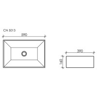 Раковина Ceramicanova Element CN5013 59 x 39 x 16 см, накладная, прямоугольная, без перелива, сантехфарфор
