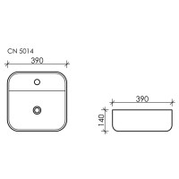 Раковина Ceramicanova Element CN5014 39 x 39 x 14 см, накладная, квадратная, без перелива, сантехфарфор