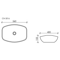 Раковина Ceramicanova Element CN5016 56 x 40 x 15.5 см, накладная, овальная, без перелива, сантехфарфор