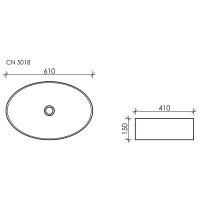 Раковина Ceramicanova Element CN5018 61 x 41 x 15 см, накладная, овальная, без перелива, сантехфарфор