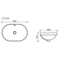 Раковина Ceramicanova Element CN5020 60 x 40 x 19.5 см, овальная, с переливом, сантехфарфор