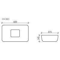 Раковина Ceramicanova Element CN5021 60 x 37.5 x 14.5 см, с керамической накладкой на слив, без перелива, сантехфарфор