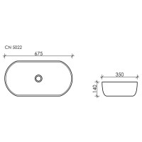 Раковина Ceramicanova Element CN5022 67.5 x 35 x 14 см, накладная, овальная, без перелива, сантехфарфор