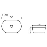 Раковина Ceramicanova Element CN5023 54 x 35 x 14.5 см, накладная, овальная, без перелива, сантехфарфор