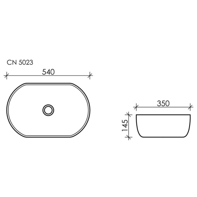Раковина Ceramicanova Element CN5023 54 x 35 x 14.5 см, накладная, овальная, без перелива, сантехфарфор