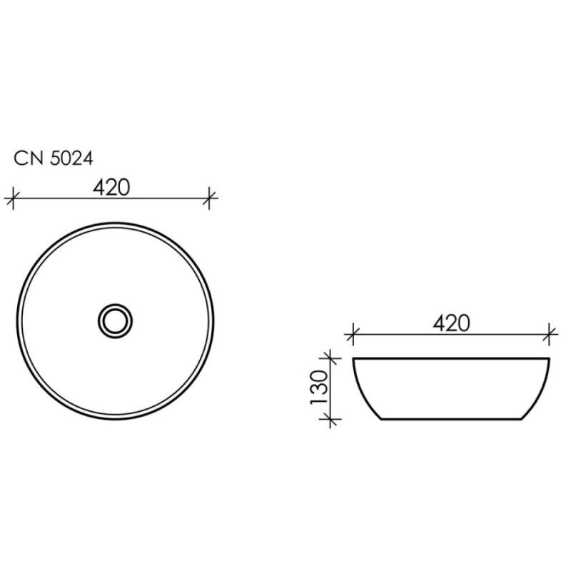 Раковина Ceramicanova Element CN5024 42 x 42 x 13 см, накладная, круглая, без перелива, сантехфарфор