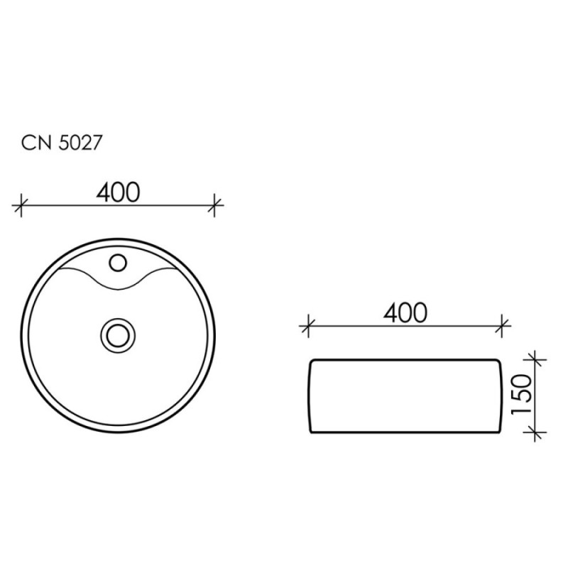 Раковина Ceramicanova Element накладная, 40 х 40 см, круглая, белый глянцевый, CN5027, сантехфарфор