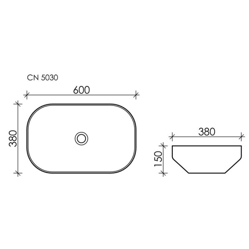 Раковина Ceramicanova Element CN5030, 60 см, накладная, сантехфарфор, цвет белый