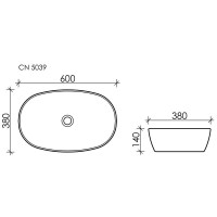 Раковина Ceramicanova Element CN5039, 60 см, накладная, сантехфарфор, цвет белый
