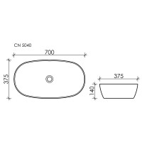 Раковина Ceramicanova Element CN5040, 70 см, накладная, сантехфарфор, цвет белый