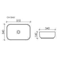 Раковина Ceramicanova Element CN5043, 50 см, накладная, сантехфарфор, цвет белый