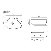 Раковина Ceramicanova Element CN5049, 49 см, сантехфарфор, белая