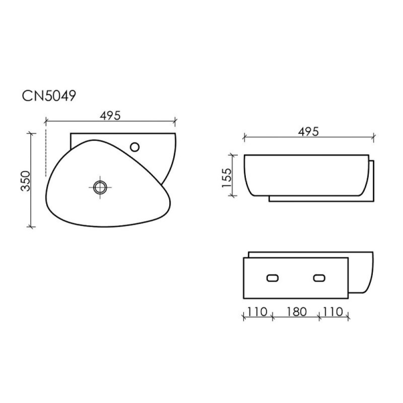 Раковина Ceramicanova Element CN5049, 49 см, сантехфарфор, белая