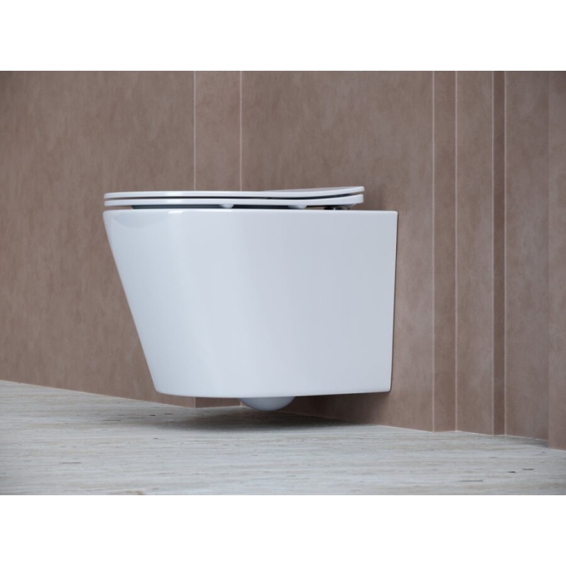 Подвесной унитаз Ceramicanova Balearica CN6000 Rimless, безободковый, крышка микролифт, белый глянцевый, сантехфарфор