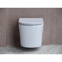 Подвесной унитаз Ceramicanova Balearica CN6000 Rimless, безободковый, крышка микролифт, белый глянцевый, сантехфарфор