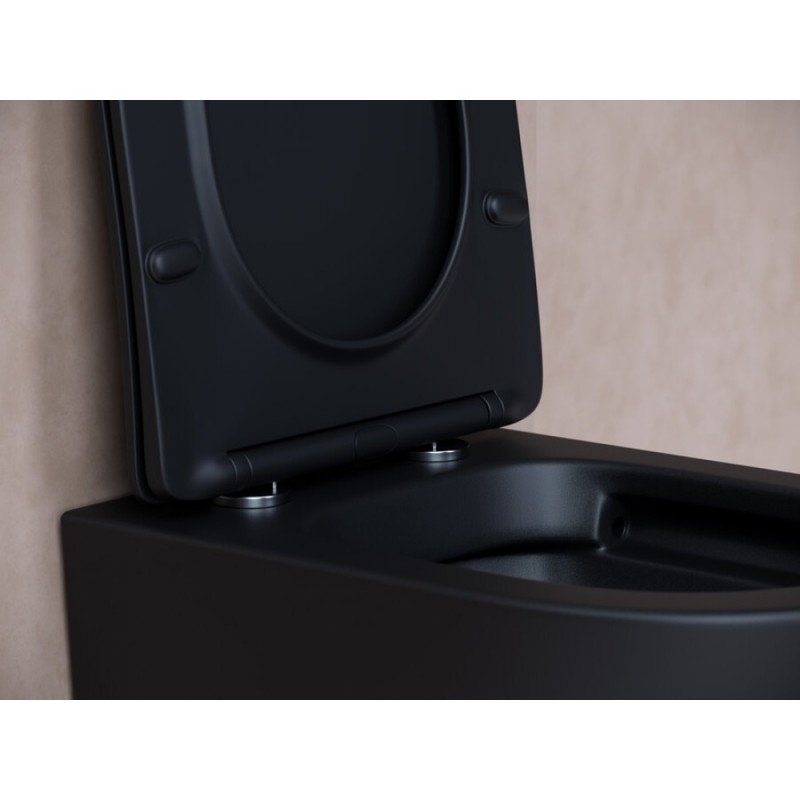 Подвесной унитаз Ceramicanova Balearica CN6000MB Rimless, безободковый, крышка микролифт, черный матовый, сантехфарфор
