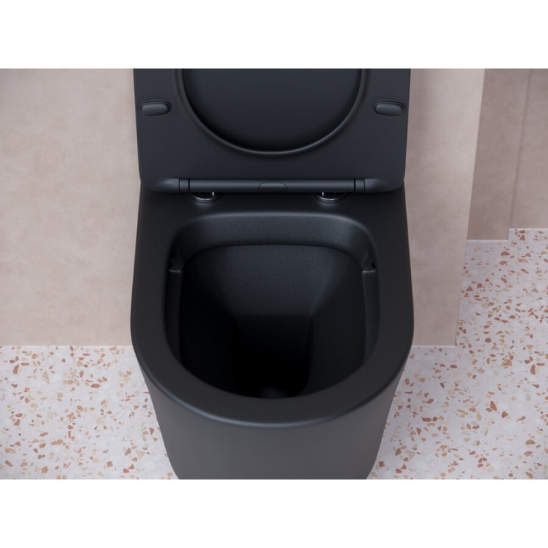 Подвесной унитаз Ceramicanova Balearica CN6000MB Rimless, безободковый, крышка микролифт, черный матовый, сантехфарфор