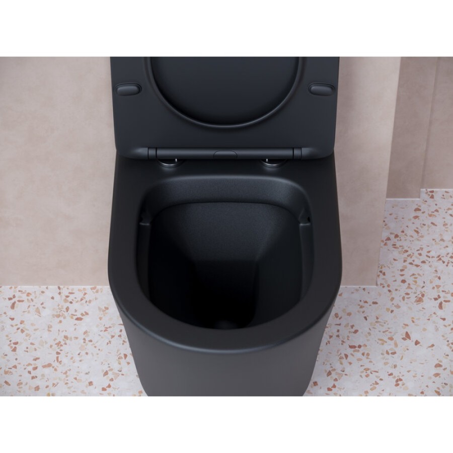Подвесной унитаз Ceramicanova Balearica CN6000MB Rimless, безободковый, крышка микролифт, черный матовый, сантехфарфор