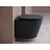 Подвесной унитаз Ceramicanova Balearica CN6000MB Rimless, безободковый, крышка микролифт, черный матовый, сантехфарфор