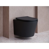 Подвесной унитаз Ceramicanova Balearica CN6000MB Rimless, безободковый, крышка микролифт, черный матовый, сантехфарфор
