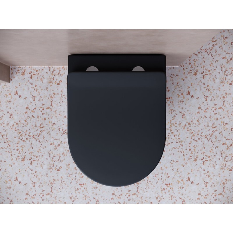 Подвесной унитаз Ceramicanova Balearica CN6000MB Rimless, безободковый, крышка микролифт, черный матовый, сантехфарфор