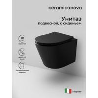 Подвесной унитаз Ceramicanova Balearica CN6000MB Rimless, безободковый, крышка микролифт, черный матовый, сантехфарфор
