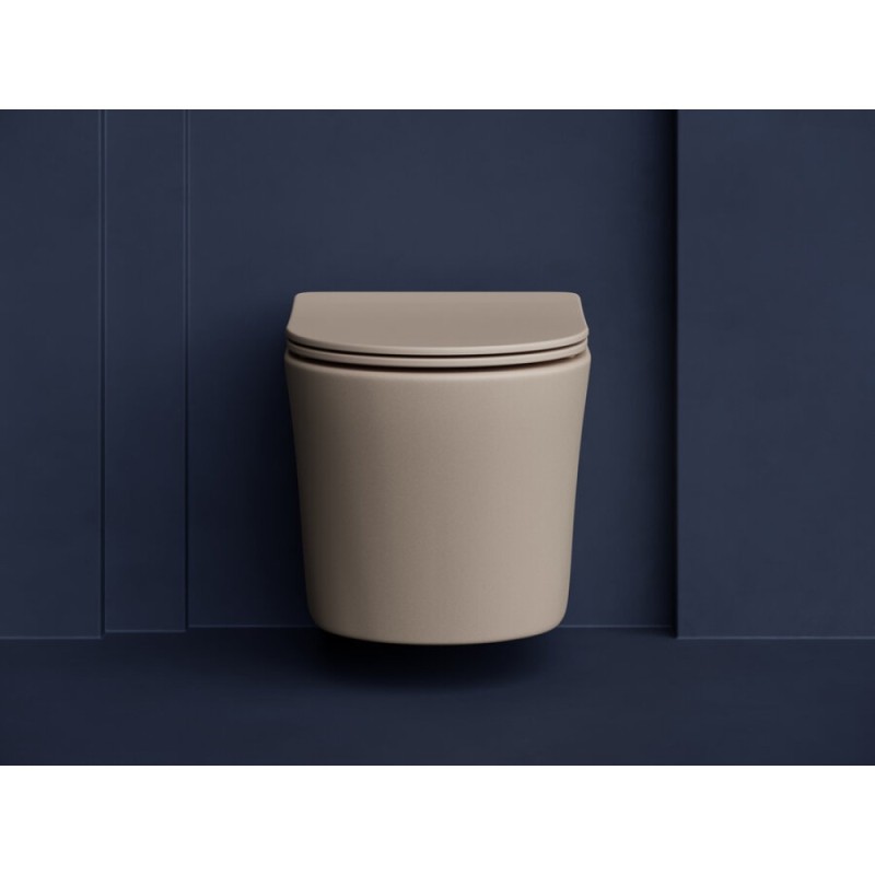 Подвесной унитаз Ceramicanova Balearica CN6000MC Rimless, безободковый, крышка микролифт, капучино матовый, сантехфарфор
