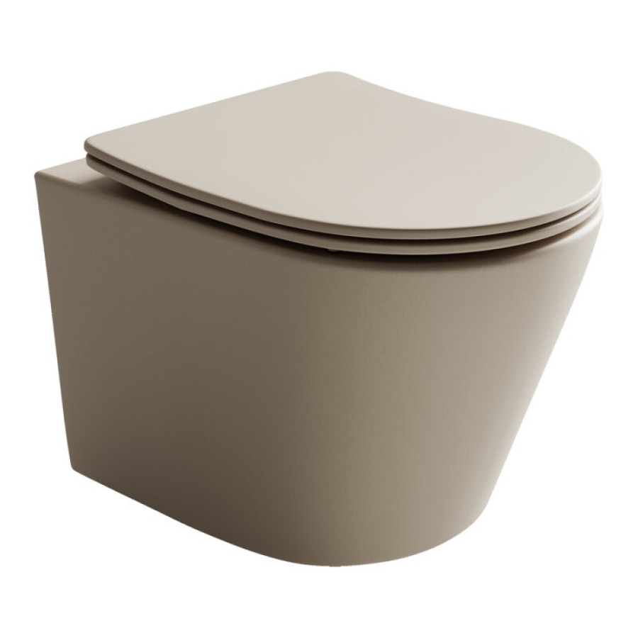 Подвесной унитаз Ceramicanova Balearica CN6000MC Rimless, безободковый, крышка микролифт, капучино матовый, сантехфарфор