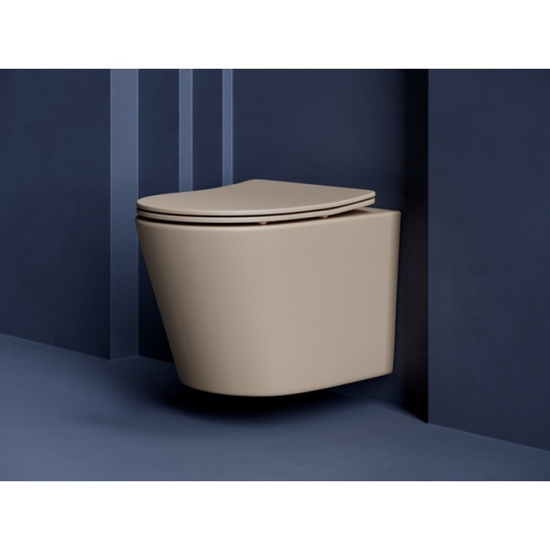 Подвесной унитаз Ceramicanova Balearica CN6000MC Rimless, безободковый, крышка микролифт, капучино матовый, сантехфарфор