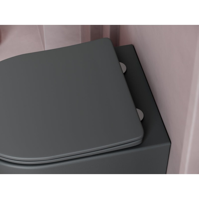 Подвесной унитаз Ceramicanova Balearica CN6000MDH Rimless, безободковый, крышка микролифт, темный антрацит матовый