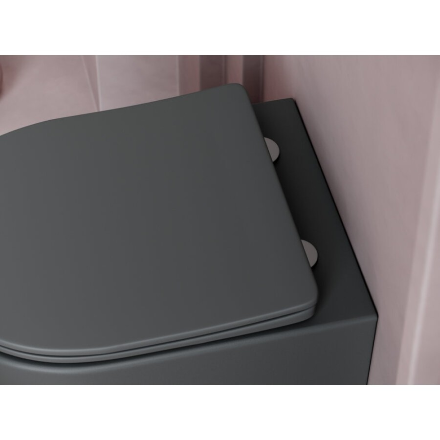 Подвесной унитаз Ceramicanova Balearica CN6000MDH Rimless, безободковый, крышка микролифт, темный антрацит матовый