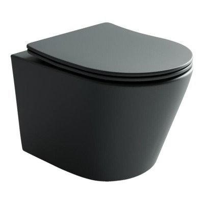 Подвесной унитаз Ceramicanova Balearica CN6000MDH Rimless, безободковый, крышка микролифт, темный антрацит матовый