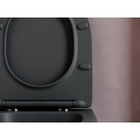 Подвесной унитаз Ceramicanova Balearica CN6000MDH Rimless, безободковый, крышка микролифт, темный антрацит матовый