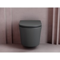 Подвесной унитаз Ceramicanova Balearica CN6000MDH Rimless, безободковый, крышка микролифт, темный антрацит матовый
