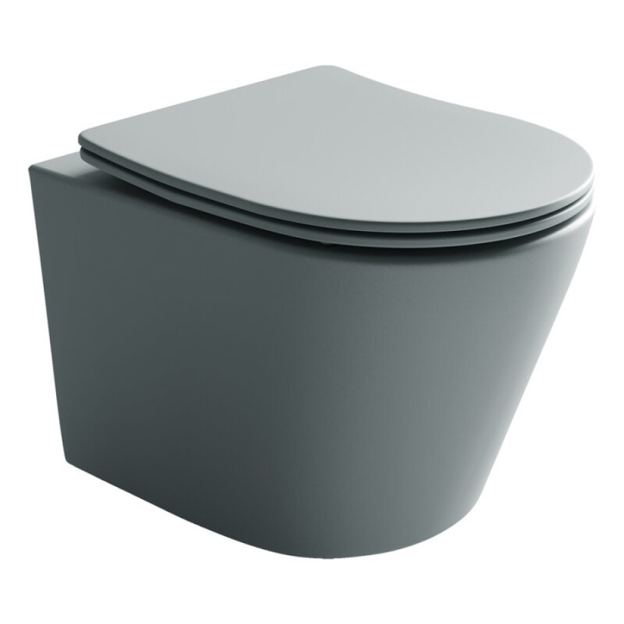 Подвесной унитаз Ceramicanova Balearica CN6000MH Rimless, безободковый, крышка микролифт, антрацит матовый, сантехфарфор