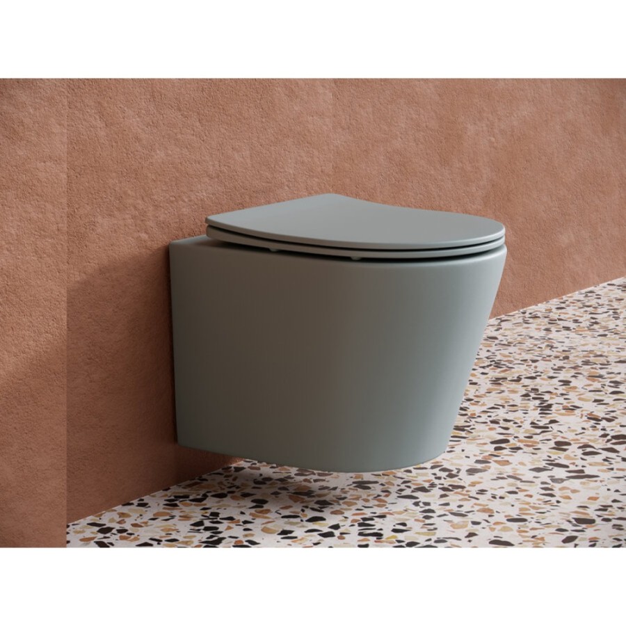 Подвесной унитаз Ceramicanova Balearica CN6000MH Rimless, безободковый, крышка микролифт, антрацит матовый, сантехфарфор