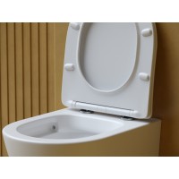 Подвесной унитаз Ceramicanova Balearica CN6000MW Rimless, безободковый, крышка микролифт, белый матовый, сантехфарфор