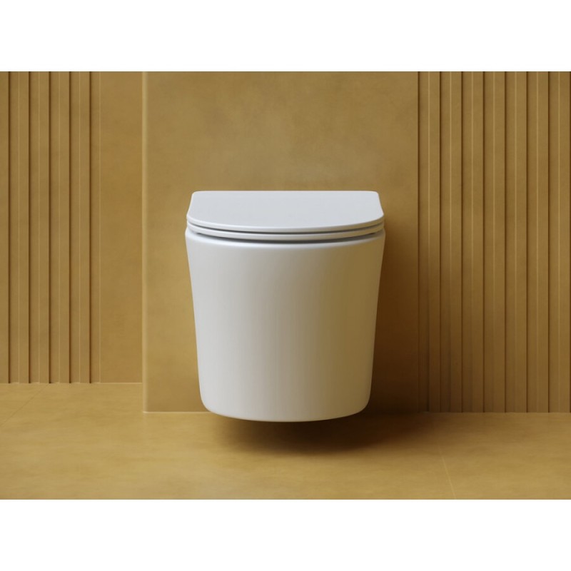 Подвесной унитаз Ceramicanova Balearica CN6000MW Rimless, безободковый, крышка микролифт, белый матовый, сантехфарфор