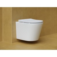 Подвесной унитаз Ceramicanova Balearica CN6000MW Rimless, безободковый, крышка микролифт, белый матовый, сантехфарфор