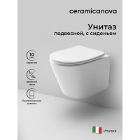 Подвесной унитаз Ceramicanova Balearica CN6000MW Rimless, безободковый, крышка микролифт, белый матовый, сантехфарфор