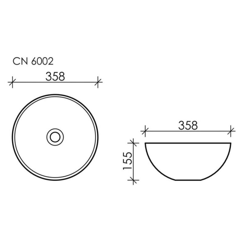 Раковина Ceramicanova CN6002 35.8 x 35.8 x 15.5 см, накладная, круглая, без перелива, сантехфарфор